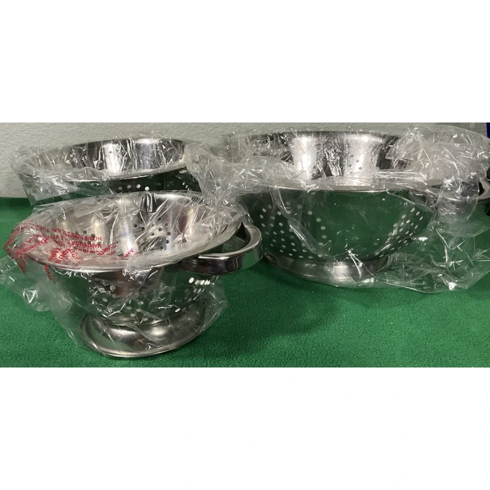 Brand New 3 Piece Set ExcelSteel Colander set w/ Sturdy Base, Stainless Steel